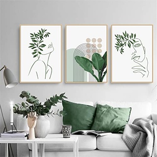 Martin Kench 3-teiliges Bohemian Poster Set Aesthetic Grüne Pflanze Bilder Moderne Wandbilder, Wohnzimmer Schlafzimmer Deko, ohne Rahmen (B,50x70cm)