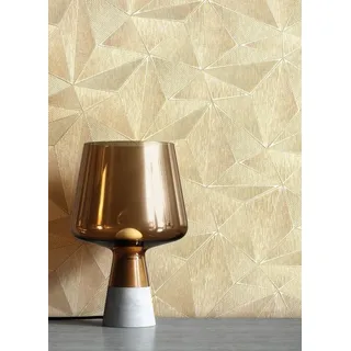 Newroom Vliestapete Vidal Tapete 3D-Optik Dreiecke,Grafik, Gold Tapete Glamour Dreiecke - 3D-Optik Grafiktapete Grafisch Geometrisch Grafik für Wohnzimmer Schlafzimmer Küche, Grafiktapete goldfarben
