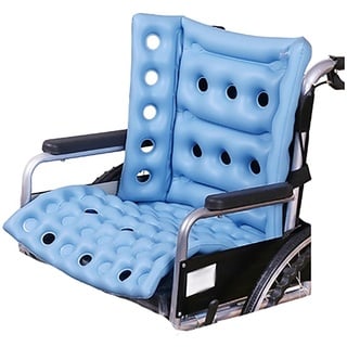 Tragbares aufblasbares Sitzkissen, luftaufblasbar, ergonomisches Sitzkissen, Druckstellensitz, quadratisch, Anti-Dekubitus, für Rollstuhl und den täglichen Gebrauch, blau