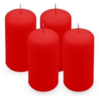 Spetebo Adventskerze Echtwachs Stumpenkerze 4er Set 10 x 5 cm (Anzahl, 1-tlg., Set), Brenndauer in Stunden jeweils ca. 25 Stunden rot