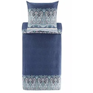 Bassetti Satin-Bettwäsche-Garnitur SABBIONETA Farbe BLAU B3 Größe 155x220+80x80