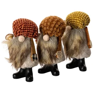 Florists Products Streudeko Skandinavische Wichtel Dekofigur mit Bart und Zipfelmütze, 3 Stück