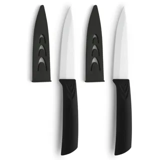 Amefa AUENTHAL Keramikmesser 10 cm, weiße Keramikklinge, Softgriff | Schälmesser, schwarzer Griff, extrem scharf, hohe Schnitthaltigkeit, Klingenschutz, Geschenk-Karton, Gesamtlänge 20, 5 cm