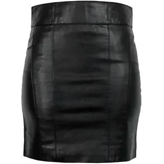 Minirock RICANO "Lederrock 1265 Skirt", Damen, Gr. S, schwarz, Obermaterial: 100% Lammnappaleder LANA., schmal, Röcke Minirock, Handgefertigt aus echtem Leder