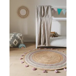 benuta Kinderteppich Lovis, rund, Höhe: 5 mm, Kunstfaser, Berber, Ethno-Style, Wohnzimmer lila