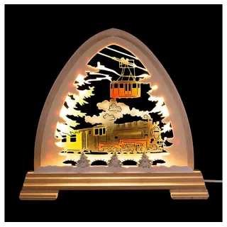 Kunstgewebe Taulin Schwibbogen Gotischer Bogen Eisenbahn farbig (40x37cm) von Kunstgewerbe Taulin