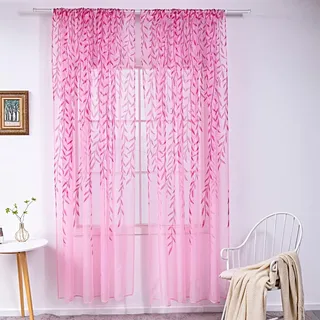 Dekorativer Transparenter Vorhang 100x200 Cm – Tüllvorhang „willow“ (2-teiliges Set) – Fenster- & Türdekoration – Leichter Tüll Für Wohnzimmer, Schlafzimmer & Balkon – Modernes Design