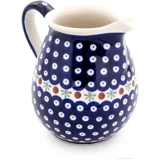 Bunzlauer Keramik 1,45 Liter Keramik Krug Kanne, Karaffe – bauchige Form, klassisches Design, handbemalt, Steinzeug (Dekor 41)