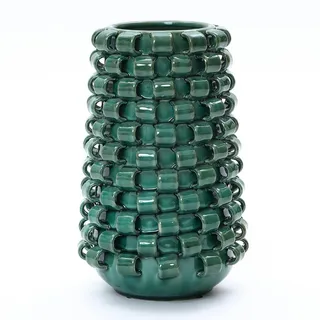 Hometopia Vase,, Dunkelgrün, Keramik, Rund, 31 cm, Dekoration, Vasen, Keramikvasen