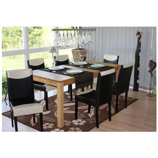 6er-Set Esszimmerstuhl Stuhl Küchenstuhl Littau ~ schwarz-weiß, dunkle Beine