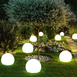 9er Set LED Solar Kugel Lampen Garten Weg Beleuchtung Außen Erdspieß Terrassen Hof Steck Leuchten