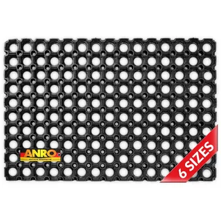 ANRO Ringgummimatte Gummimatte Wabenmatte mit Lochmuster Drainage Fußmatte Fußabtreter mit Löchern Schmutzfangmatte wetterfest Outdoor 40x60cm 23mm