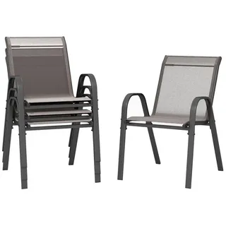 COSTWAY Gartenstuhl (4 St), Stapelstühle, aus Metall, stapelbar, 56 x 70 x 84 cm grau
