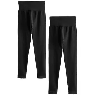 Next Highwaist Leggings Gerippte Hochbund-Leggings im 2er-Pack (2-tlg) schwarz S (Normallänge)