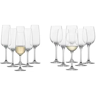 Schott Zwiesel Sektglas Taste (6er-Set) & Weißweinglas Classico (6er-Set), klassische Weingläser für Weißwein, spülmaschinenfeste Tritan-Kristallgläser, Made in Germany (Art.-Nr. 106221)