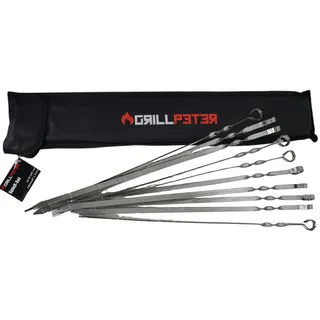 Grillpeter Schaschlik Spieße Edelstahl 10 Stück 60 cm mit Tasche