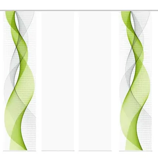 Home Fashion 4er-Set Schiebegardinen OPALIA, 4X 245 x 60 cm inkl. Zubehör, Farbe:apfelgrün