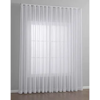 Gardinenbox Gardine (2 St), Multifunktionsband, transparent, Cationic, Voile Batist mit Wellenband »Wien« 2025100-2 300 cm x 245 cm