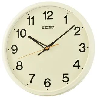 Seiko Wanduhr (Quarzuhr, Büro, Arbeitszimmer, Küche, Esszimmer, Wohnzimmer) beige