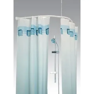 Hayrets Duschvorhangstange U-Form 120x120 cm aus Metall, Gardinenstange-Teleskopstange-Bogenstange für Runddusche, Eckbadewanne und Badewanne, Weiß