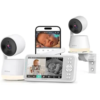Dr.Care 5 Zoll WLAN Babyphone mit 2 Kameras 2K, App-Steuerung & Privatmodus | 5000mAh Wechselakku, Bewegungs-/Geräuschalarm, 390m Reichweite, HD-Nachtsicht, IR Nachtlicht, Multi-User, VOX Modus,LumiView