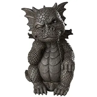 Pacific Giftware Drachen Gartenfigur Frecher Denker 25 cm - Gartendrache Fantasy Deko Statue Garten Figur