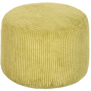 Loft 25 Runder Beanbag Fußhocker - Pouf 44x30cm mit EPS-Perlen Füllung - Innenbereich Wohnzimmer Cord Pouf hocker, Gaming Pouf für Erwachsene, sitzpouf, Leichter Pouf hocker (Limette)