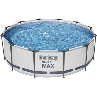 Bestway® Steel Pro MAXTM Frame Pool Set mit Filterpumpe Ø 366 x 100 cm, lichtgrau, rund