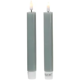 283 LED Stabkerzen Mia Dinner Tafelkerzen Echtwachs H: 15cm salbeigrün 2St