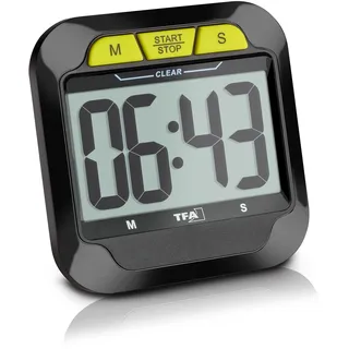TFA Dostmann Digitaler Kurzzeitwecker & Stoppuhr 38.2054.01 – 99-Minuten Timer mit Magnet, Tisch- & Wandmontage, Alarm,– Ideal für Küche, Schule, Sport & Büro