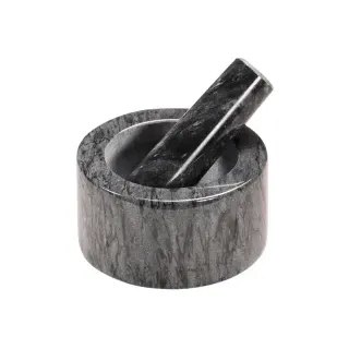 Kesper Mörser mit Stößel aus Marmor, 13 cm 71504 , 1 Mörser inkl. Stößel, Farbe: grau poliert