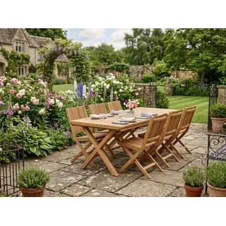 Brafab Julita Teak natur Gartenmöbel-Set 2, 7-teilig, 6 Sessel und 1 Tisch 220x90cm