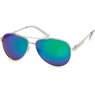 Stylebreaker Piloten Sonnenbrille in Silber | Grün verspiegelt | Gr.: onesize