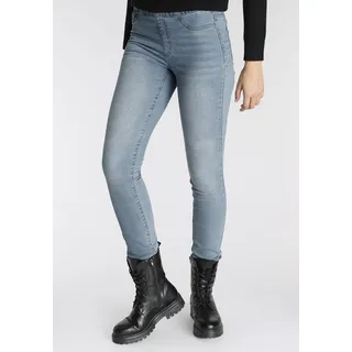 Jeansjeggings ARIZONA "mit leichtem Thermo Effekt", Damen, Gr. 42, N-Gr, blau (bleached), Denim/Jeans, Obermaterial: 72% Baumwolle, 26% Polyester, 2% Elasthan, Basic, skinny fit lang, Jeans, extra-eng geschnitten, hohe Leibhöhe, mit Coinpocket