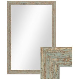 PHOTOLINI Wand-Spiegel 46x66 cm im Holzrahmen Grau-Grün Shabby-Chic Vintage/Spiegelfläche 40x60 cm