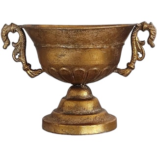 Pokal Amphore Dekovase Vase Blumenvase Antik Metall Vintage Deko Retro Design (LN52-8 16 cm Hoch Gold)