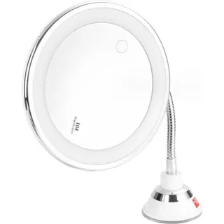 Kosmetikspiegel LED Beleuchtet 10X Vergrößerung, Starker Saugnapf und 2 Helligkeitsstufen, Schminkspiegel Rasierspiegel mit Blendfreier Beleuchtu... - Weiß