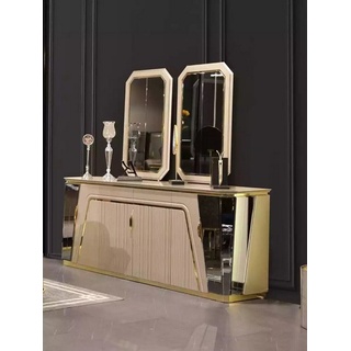 JVmoebel Anrichte Luxus Anrichte Esszimmer Sideboard Modern Kommode Spiegel Neu Möbel (3 St., Anrichte mit 2x Spiegel), Made in Europa beige