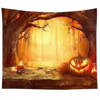 EHOMERY Wandteppich Entspannung Wandschmuck Wohnzimmer Bunt Halloween-Kürbislaterne-Dekoration Wandbehang Wandteppich Wandtuch Vertikal Wandbehang Deko Groß Wanddekoration 150X200Cm