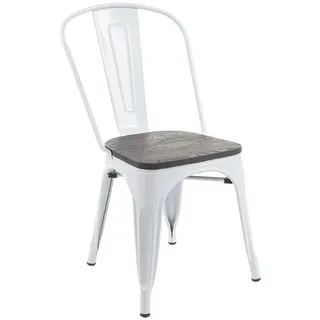 PROREGAL® Stapelstuhl Stuhl inkl. Holz-Sitzfläche HxBxT 85x45x52cm Metall stapelbar Weiß (1 St) weiß