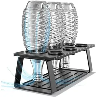 SodaStream Flash Halter für SodaStream-, Easy-, Fuse- und Emil-Flaschen, Abtropfgestell für 3 Flaschen und 3 Flaschenverschlüsse mit herausnehmb...
