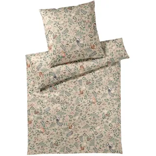 ELEGANTE Woods Floral Flanell Braun 135 x 200 cm + 80 x 80 cm