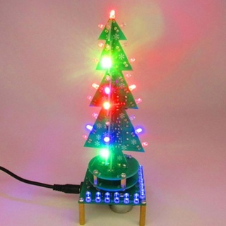 Risegun Bunter LED-Blinkender Weihnachtsbaum, DIY-Kits Elektronik Bunter 3D-Weihnachtsbaum Elektronischer Weihnachtsbaum Automatisch Rotierender Musikbaum-Montagesatz DIY-Lehrset
