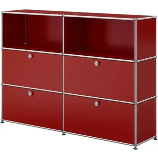 USM Haller Sideboard mit 4 Klapptüren und 2 offenen Fächern rubinrot