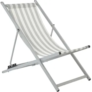 Beliani Liegestuhl 60 x 79 x 95 cm grau/weiß klappbar 1 St.