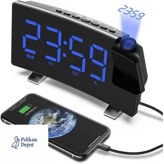 Digitaler Radiowecker mit Projektion 180 USB-Ladefunktion Doppelalarme