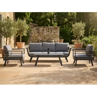 Focus Garden Gartenlounge-Set "Aspen Caffee"4-teilig für 5 Personen, Outdoor, Skandinavisch, (Set, 1 Sofa, 2 Sessel, 1 Tisch), bestehend aus 3-Sitzer Sofa, 2 Sesseln und 1 Tisch beige