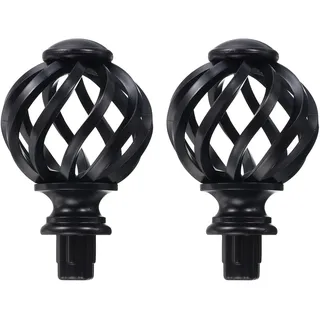 sourcing map Gardinenstangen-Endstücke, 2 Stück, Kunststoff-Vorhangschienen-Stangenkopfkappe, passend für Durchmesser 20 mm. 19 mm (3/4 Zoll) Gardinenstangen (schwarz)
