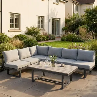bellavista - Home&Garden® Lounge-Set Largo 5-tlg. grau Aluminium Gartenlounge 6 Personen - Grau
