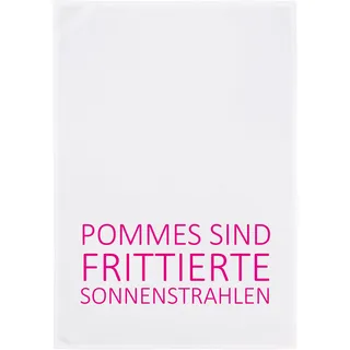 WESTCRAFT Maritime Geschirrtücher, lustige Sprüche/Küchen-Handtuch - Dish Towel Vintage Küchen Deko aus 100% Baumwolle 50 x 70 cm (Pommes pink)